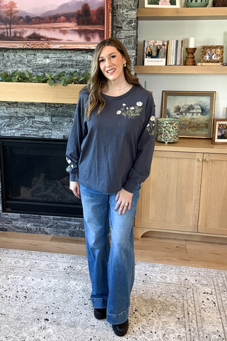 Daisie Embroidered Long Sleeve Top