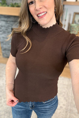 Lizzie Mock Neck Ribbed Knit Top