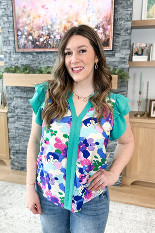 Solanah Flutter Sleeve Blouse Top