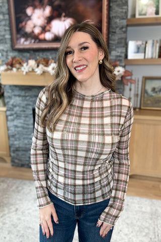 Perrie Plaid Mesh Sheer Top