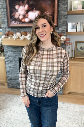 Perrie Plaid Mesh Sheer Top