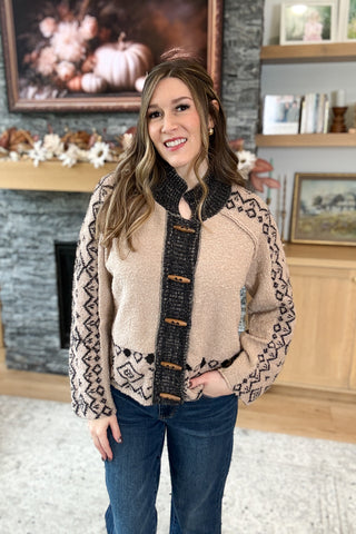 Nina Nordic Toggle Button Sweater Cardigan