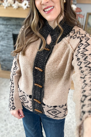 Nina Nordic Toggle Button Sweater Cardigan