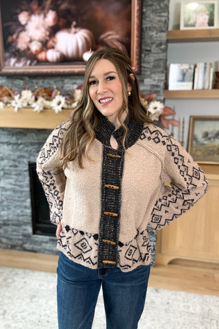 Nina Nordic Toggle Button Sweater Cardigan