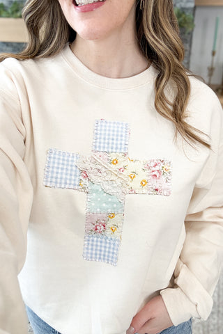 Patchwork Cross Pullover Sweatshirt (MADE TO ORDER)