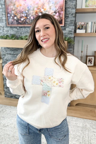 Patchwork Cross Pullover Sweatshirt (MADE TO ORDER)