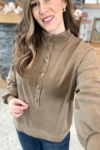 Sadie Mock Neck Henley Knit Top