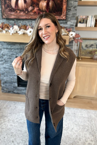Mocha Moment Hoodie Sweater Vest