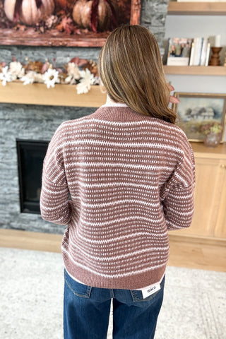 Melodey Mock Neck Textured Stripe Sweater