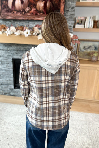 Maren Brushed Plaid Hoodie Shacket