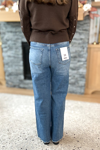 Raye High Rise Distressed Wide Leg Mica Jeans