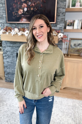 Sadie Mock Neck Henley Knit Top