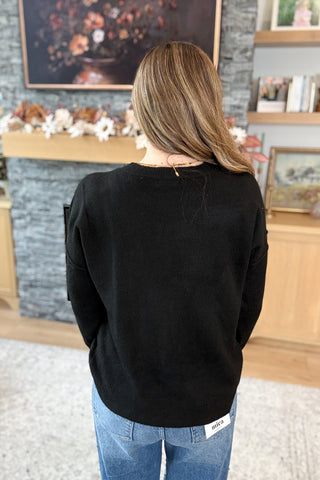 Noir Crewneck Front Seam Knit Sweater