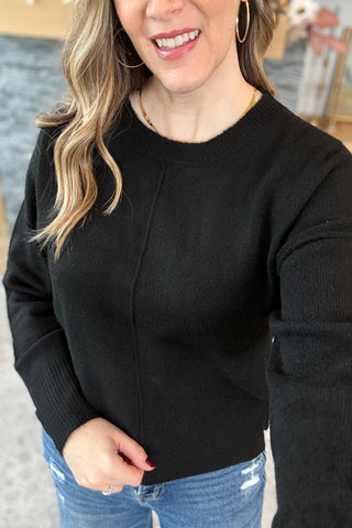 Noir Crewneck Front Seam Knit Sweater