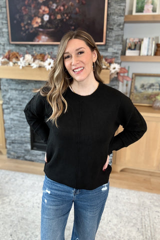 Noir Crewneck Front Seam Knit Sweater