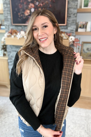Lottie Plaid Collar Quilted Vest