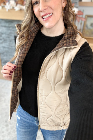 Lottie Plaid Collar Quilted Vest