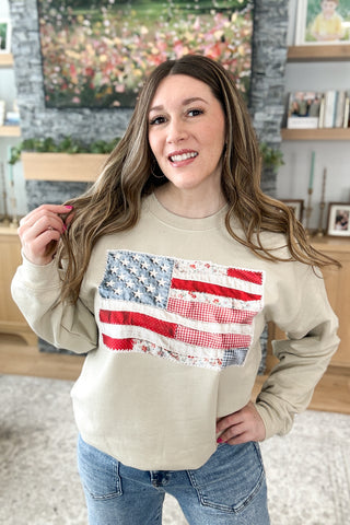 Quilted American Flag Pullover Sweatshirt (MADE TO ORDER)