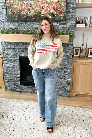 Quilted American Flag Pullover Sweatshirt (MADE TO ORDER)