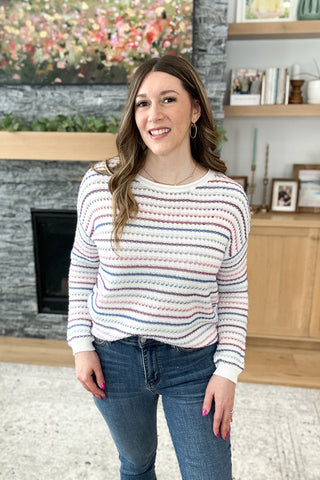 Meagan Open Knit Striped Sweater