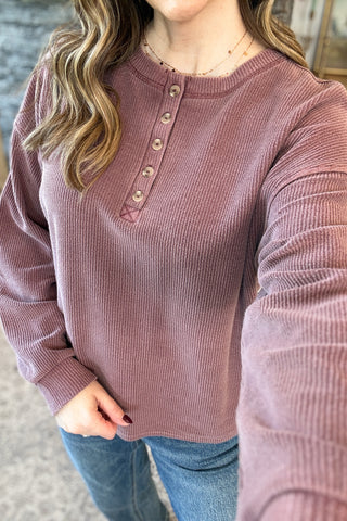 Lucille Henley Washed Knit Top