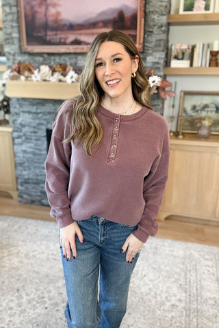 Lucille Henley Washed Knit Top