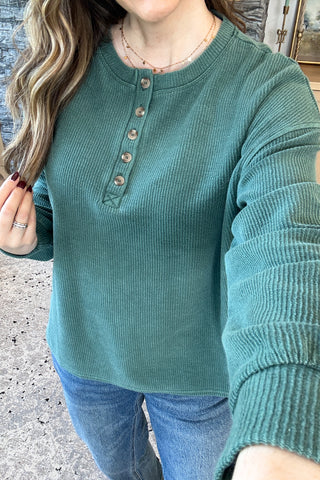 Lucille Henley Washed Knit Top