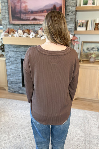 Sabrinah Raw Edge V-Neck Knit Top