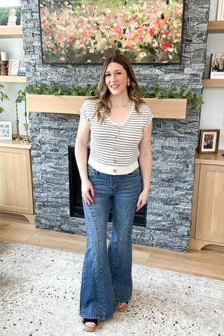 Dolly Mid Rise Double Angular Seam Flare Judy Blue Jeans