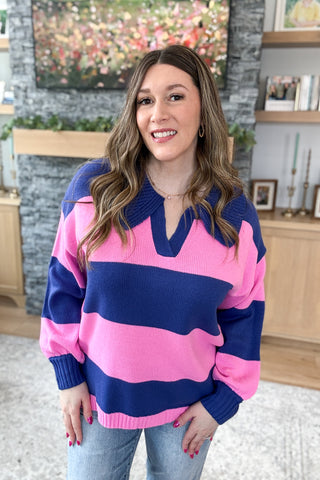 Skye Striped Color Block Sweater Knit Top