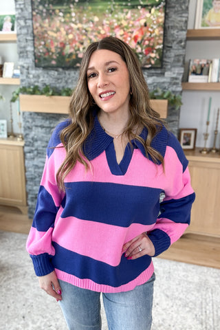 Skye Striped Color Block Sweater Knit Top