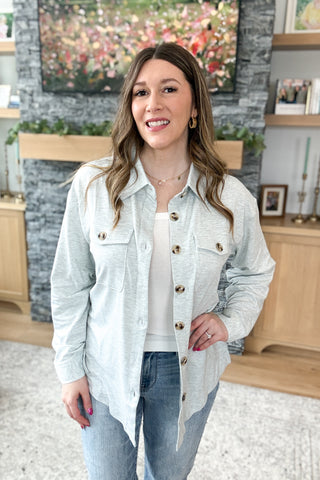 Brenna Button Down Shacket Top by Michelle Mae