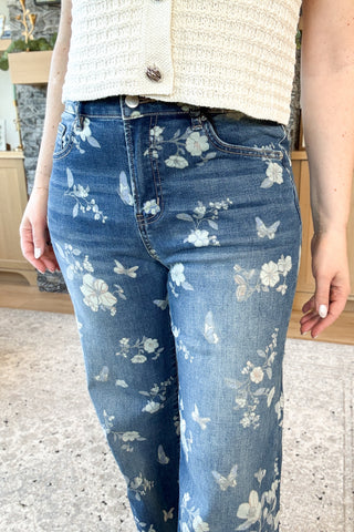 Maxine High Rise Wide Leg Floral Mica Jeans