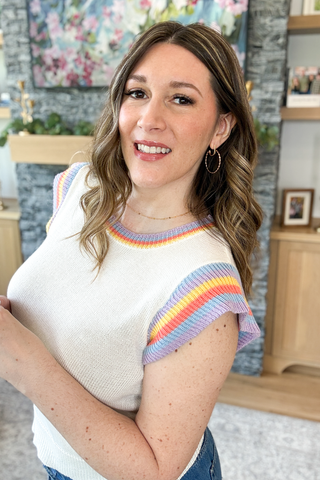 Rayelle Rainbow Trim Sleeveless Top