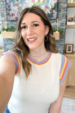Rayelle Rainbow Trim Sleeveless Top