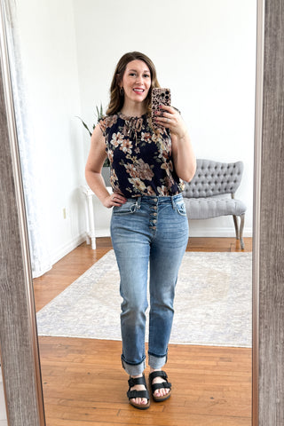 Jolie Mid Rise Slim Straight Button Fly Kancan Jeans