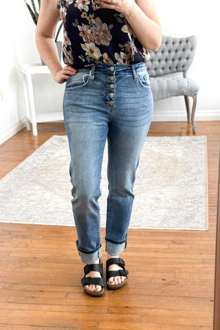 Jolie Mid Rise Slim Straight Button Fly Kancan Jeans