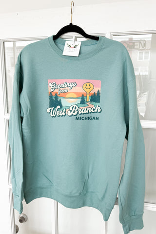 Greetings from West Branch Pullover Sweatshirt