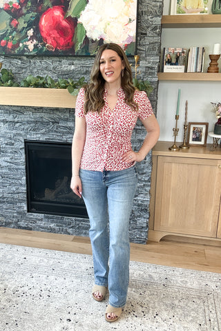 Kennedie Ruched Button Down Top