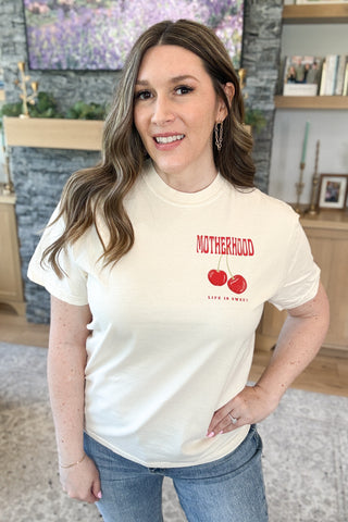 Motherhood Life is Sweet Graphic Tee - Pocket Logo