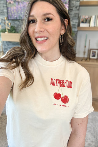 Motherhood Life is Sweet Graphic Tee - Pocket Logo
