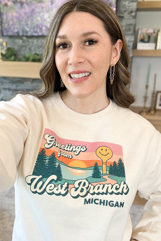 Greetings from West Branch Pullover Sweatshirt