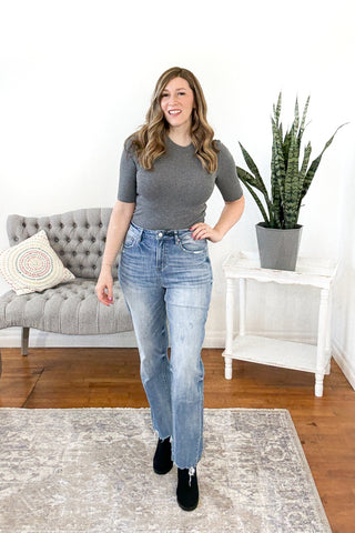 Alix High Rise Loose Fit Straight Leg Mica Jeans