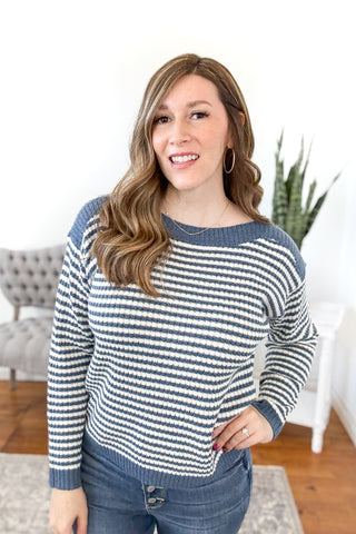 Harlowe Boat Neck Striped Sweater