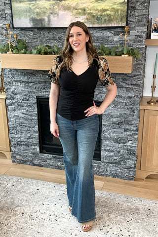 Eulalie Chiffon Sleeve Ruched Top
