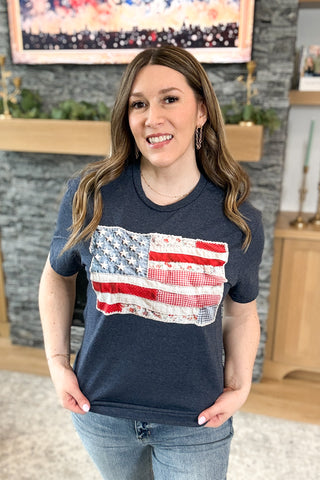 Quilted American Flag Graphic Tee