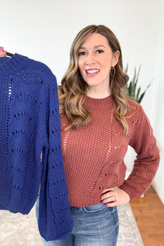 Jennie Scallop Crochet Open Knit Sweater FINAL SALE