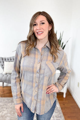 Amelie Button Down Plaid Top FINAL SALE