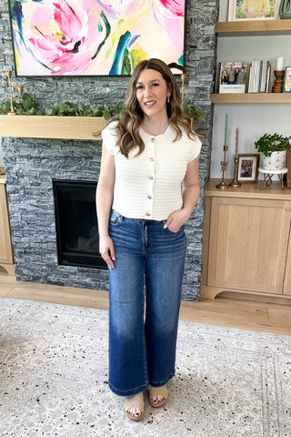 Lauryn High Rise Cropped Wide Leg Risen Jeans