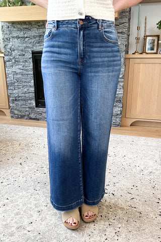Lauryn High Rise Cropped Wide Leg Risen Jeans
